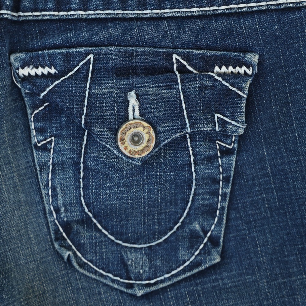 True Religion Josie Shorts Women's 28 Blue Dark Wash Denim Cuffed Flap Pockets - Picture 7 of 13